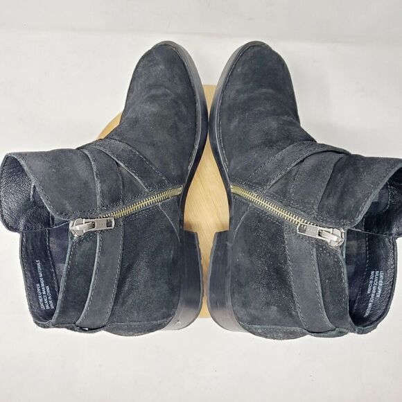 Born Ankle Boots Womens 9 Trinculo Black Suede Comfort Buckle Strap Moto Bootie - Picture 9 of 12